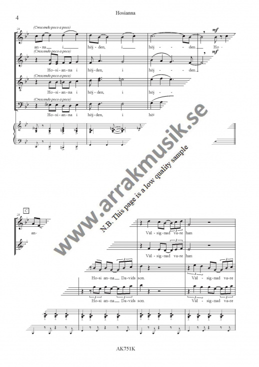 Hosianna - K�rpartitur
