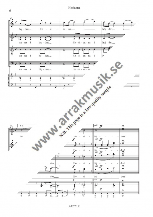 Hosianna - K�rpartitur