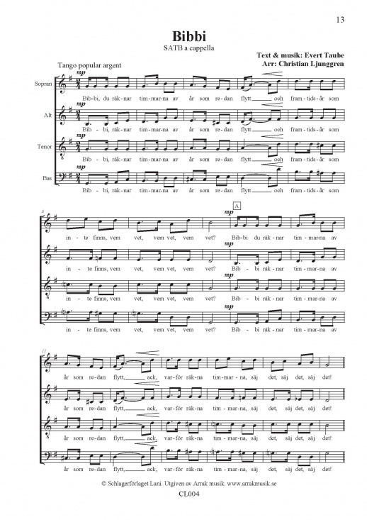 Fem visor av Evert Taube