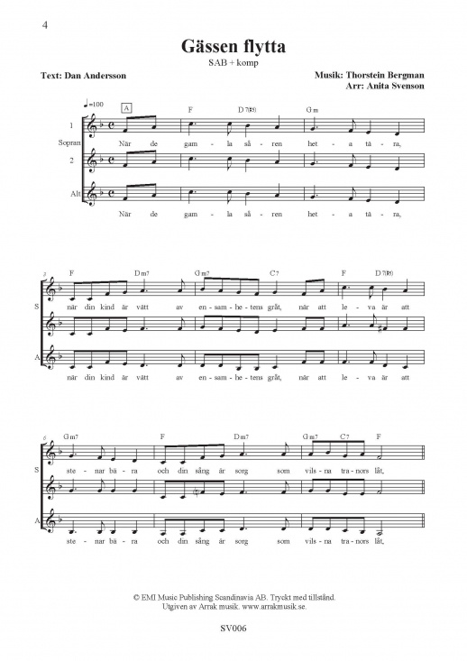 Fyra s�nger av Dan Andersson