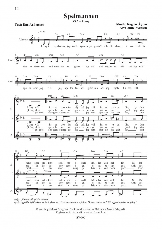 Fyra s�nger av Dan Andersson